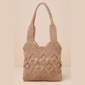 Lulus Sunny Glitter Gold Woven Tote Beach Bag